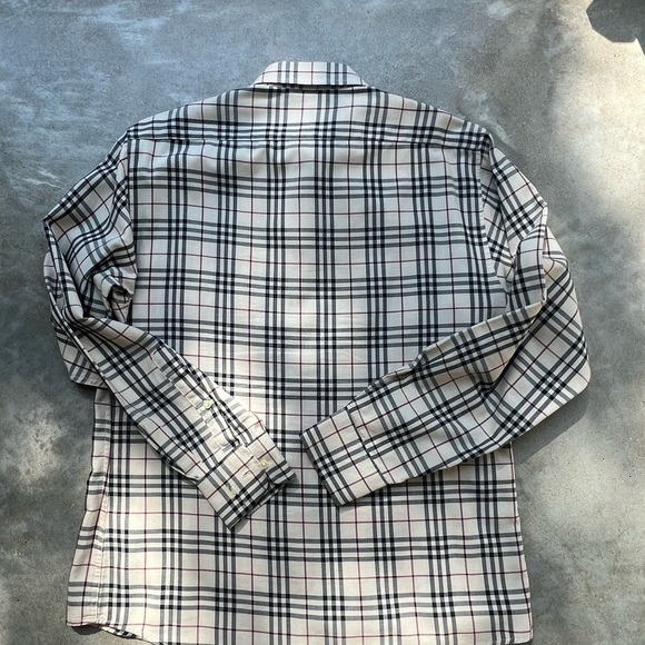 Burberry Beige and Black Plaid Button Down Shirt - Picture 11 of 12